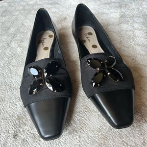Boden, black flats with black jewels